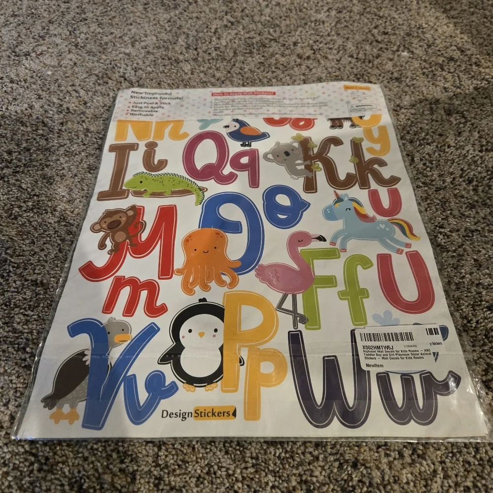 Alphabet Wall Decals for Kids Rooms ABC Toddler Boy and Girl Playroom Décor New